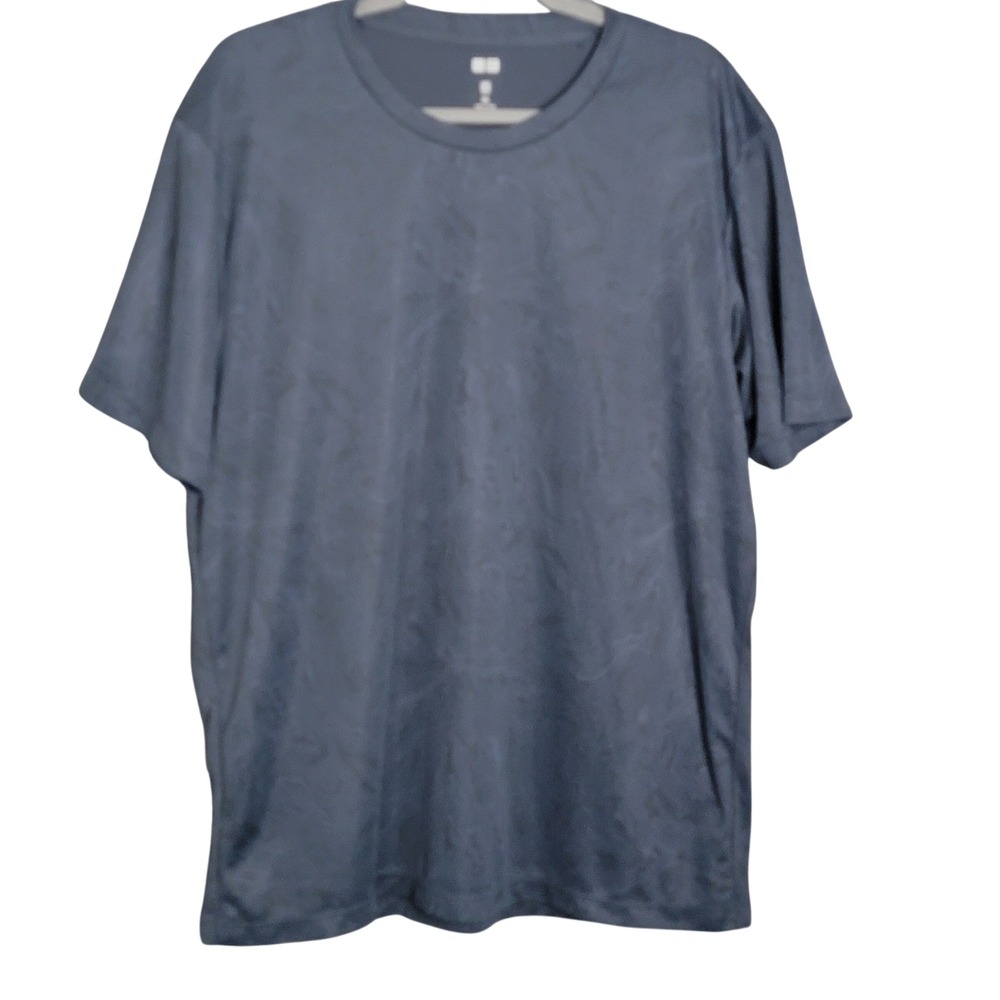 Uniqlo T-Shirt Mens XXL Blue Dry-Ex Marble Print Short Sleeve Moisture Wicking
